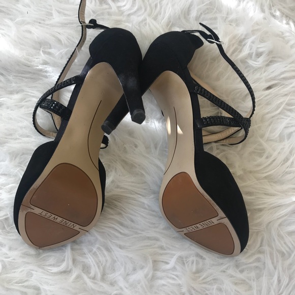 Nine West Suede Black Heel Stiletto with box 9.5 - Picture 6 of 8